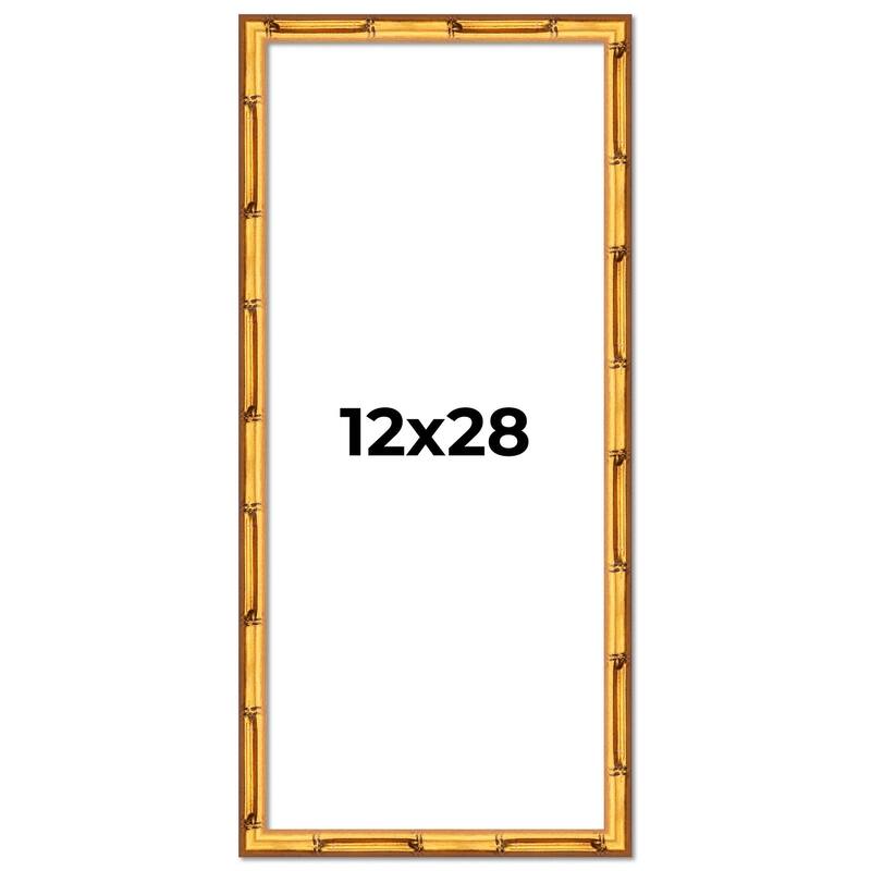 12x28 Frame Gold Bamboo Picture Frame Modern Photo Frame Includes UV Acrylic Shatter Guard Front Acid Free Foam Backing Board