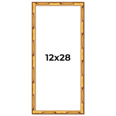 12x28 Frame Gold Bamboo Picture Frame Modern Photo Frame Includes UV Acrylic Shatter Guard Front Acid Free Foam Backing Board