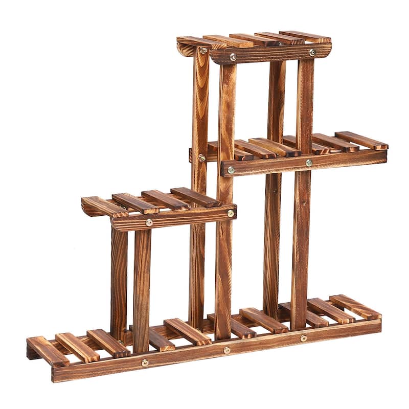 4 Tiered Succulent Plant Stand Pine Wood Window Shelf for Small Flower Pots