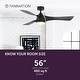 preview thumbnail 16 of 17, Fanimation Klear 56 inch Indoor/Outdoor Smart Ceiling Fan with LED CCT Select Light Kit and Remote - Black