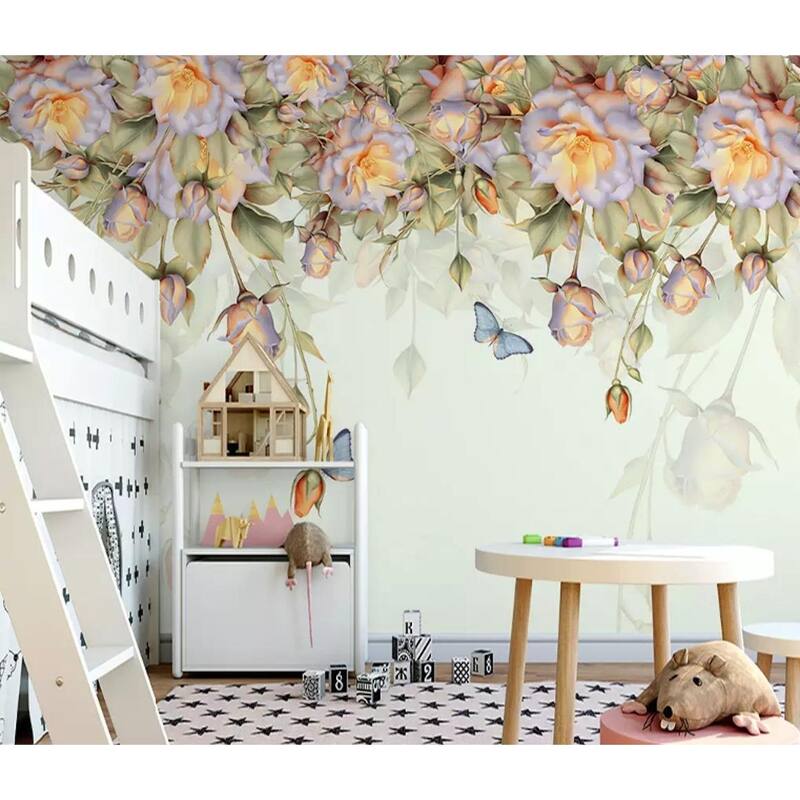 GK Wall Design Orange Rose Vintage Floral Classical Removable Wallpaper