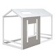 preview thumbnail 4 of 6, Twin Size House Platform with Roof and Window, White+Antique Grey
