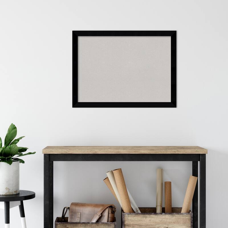 Black Museum Wood Framed Grey Corkboard Bulletin Board