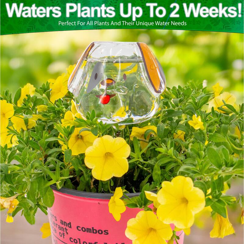 Automatic Self Watering Glass Plant Puppy Dog Globes - Drip Irrigation Ideal for Vacation Plant Care