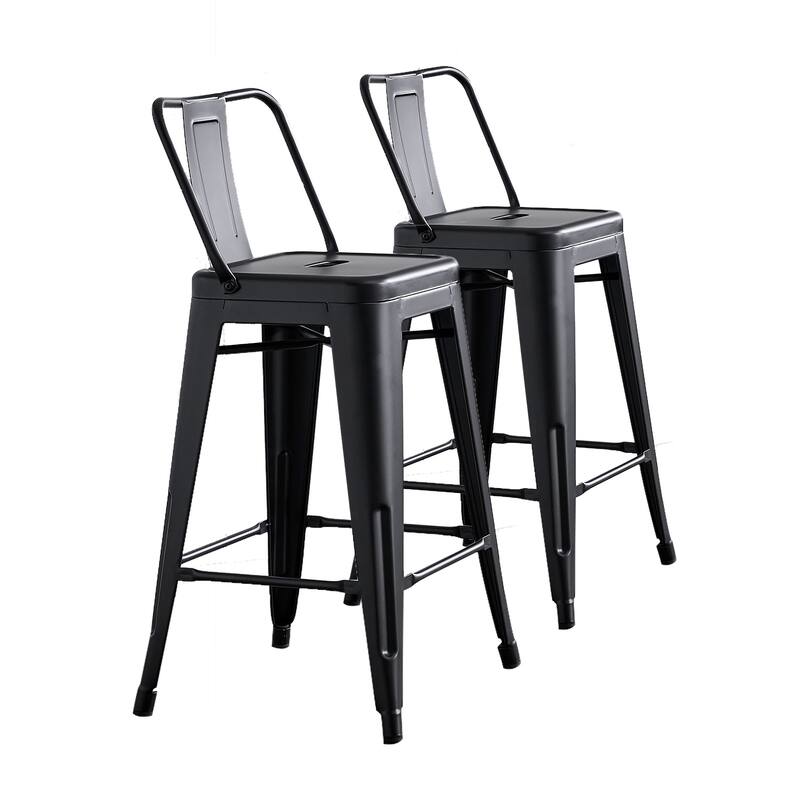 AC Pacific 24 Inch Metal Barstool Set of 2