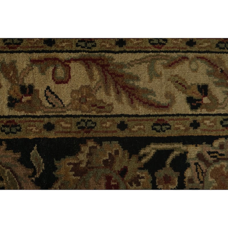 Hand Knotted Oriental 100% Wool Carpet Traditional All-Over Black Agra Area Rug - 8' 8'' X 5' 8''