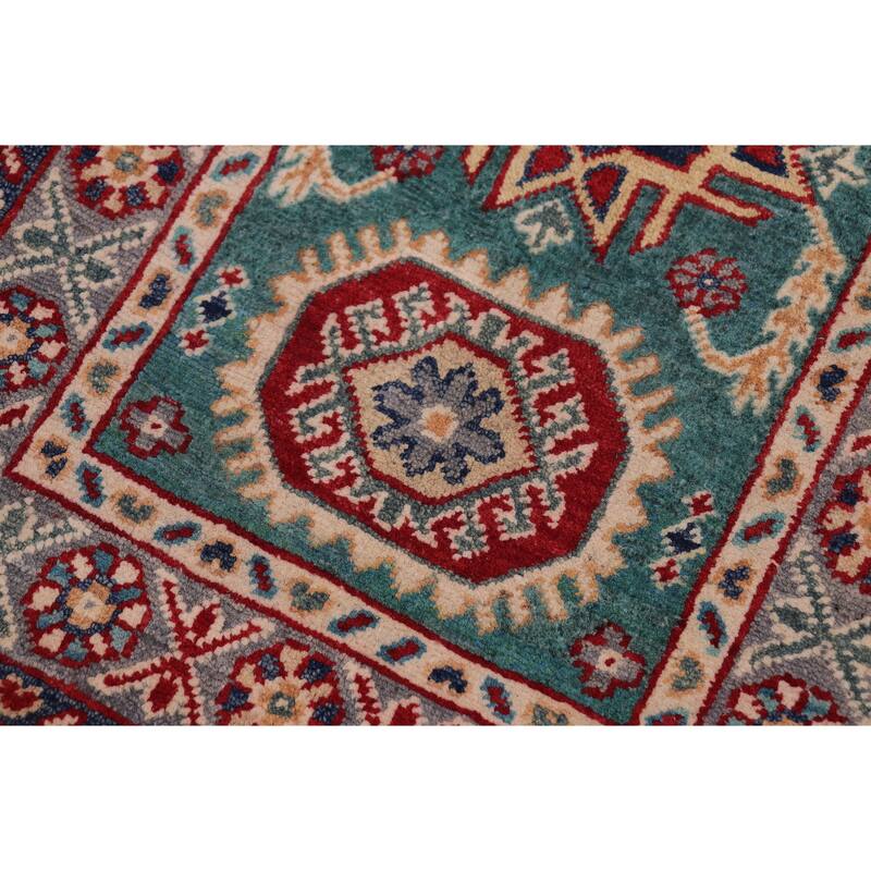Tribal Kazak Shea Green/Gray Wool Rug - 2'0'' x 3'0''
