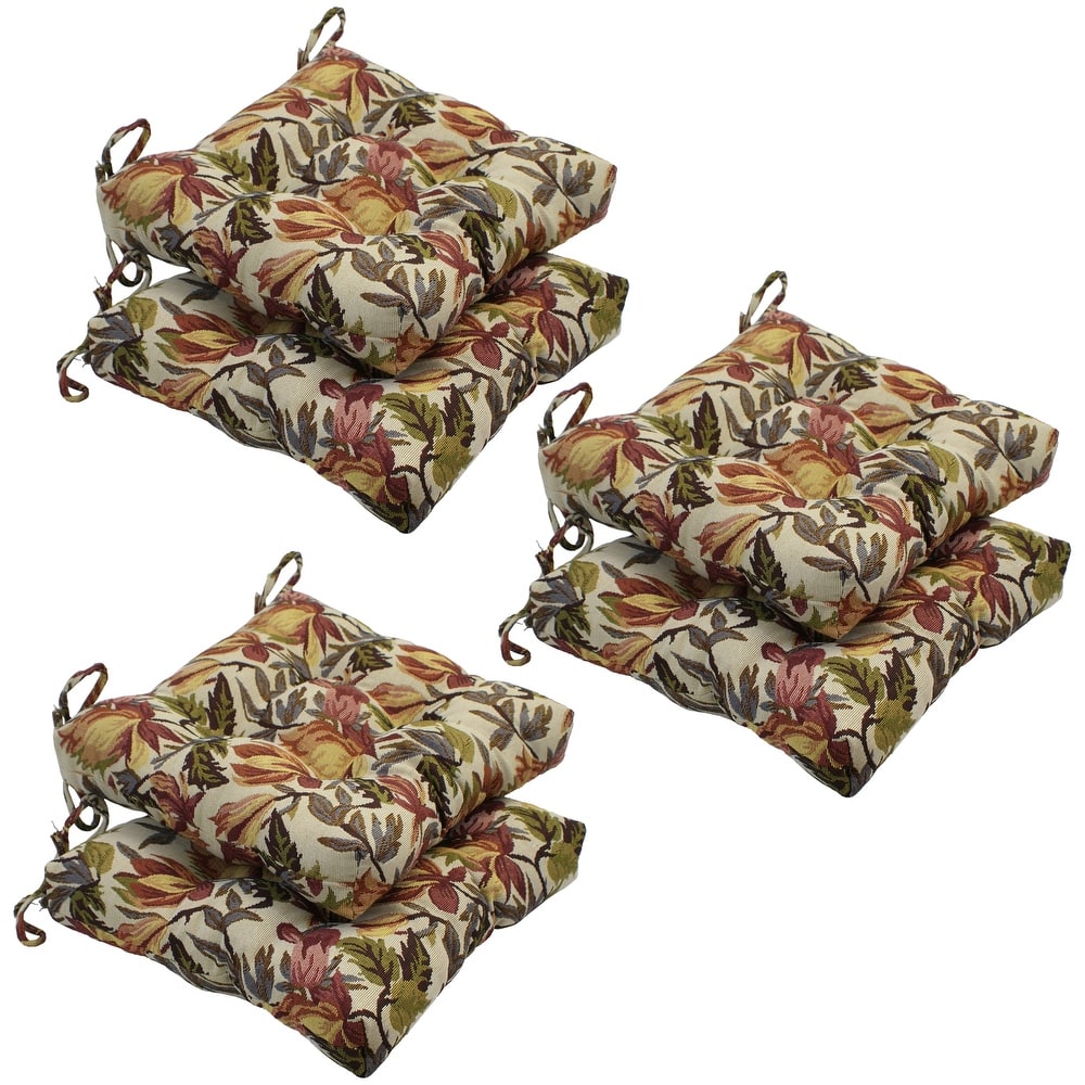 16-inch Square Back Tufted Indoor Chair Cushion (Set of 2, 4, or 6, Multiple Fabrics) - 16 x 16