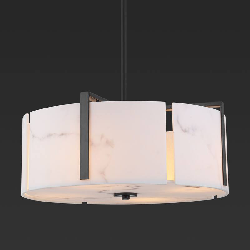 Starsky 4-Light Natural Alabaster Drum Chandelier