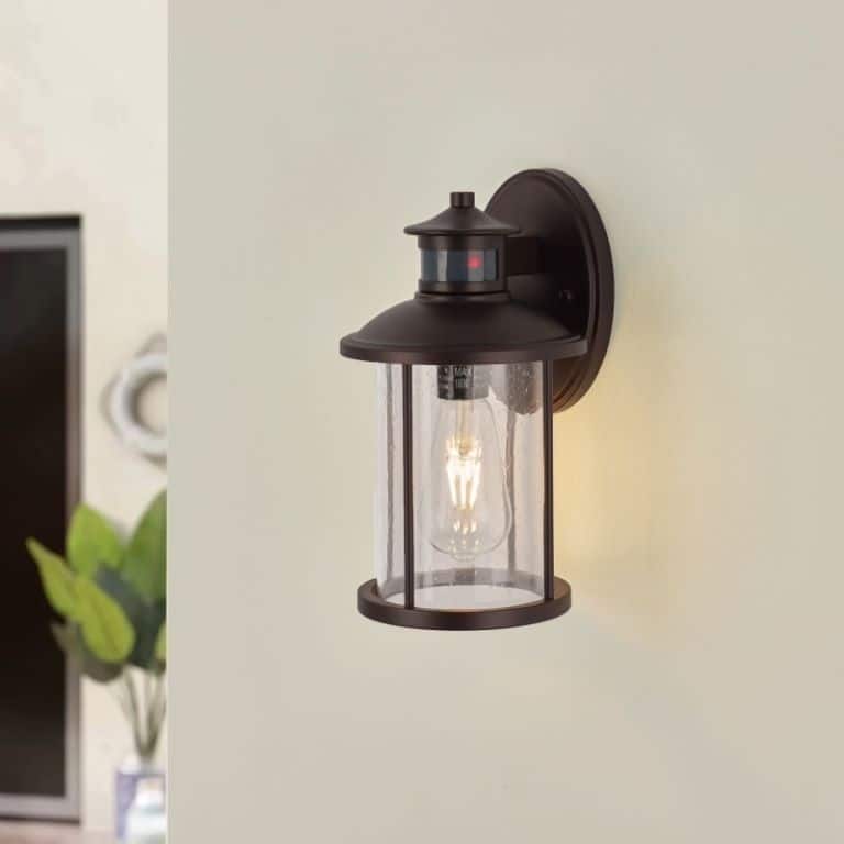 Savitar 11.5"H Motion Sensor Outdoor Wall Light with Seeded Glass - 1 Pack