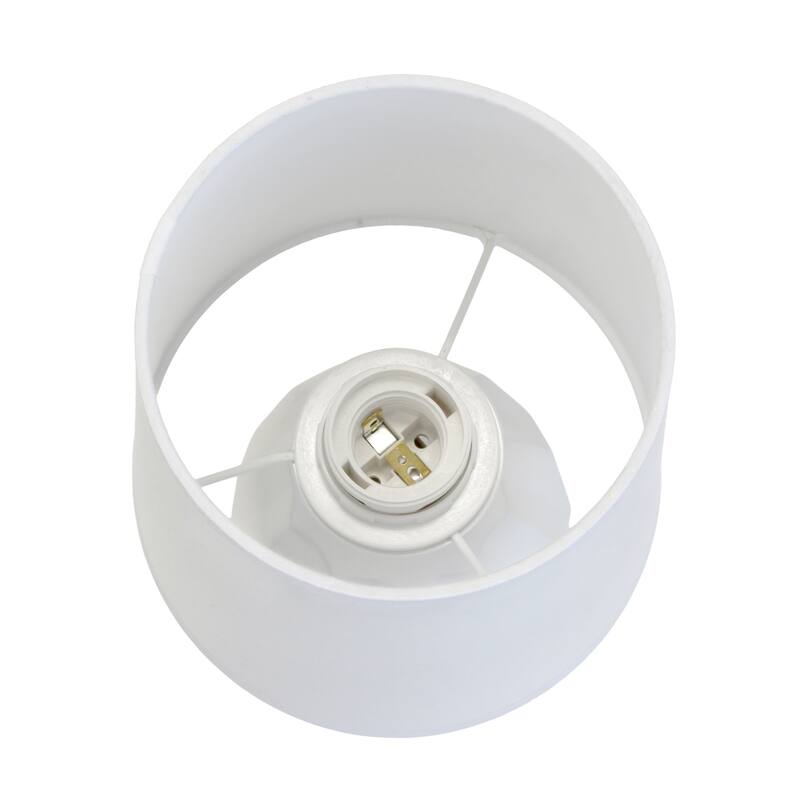 Geometric Ceramic Table Lamp with Drum Shade - 19.5" - White
