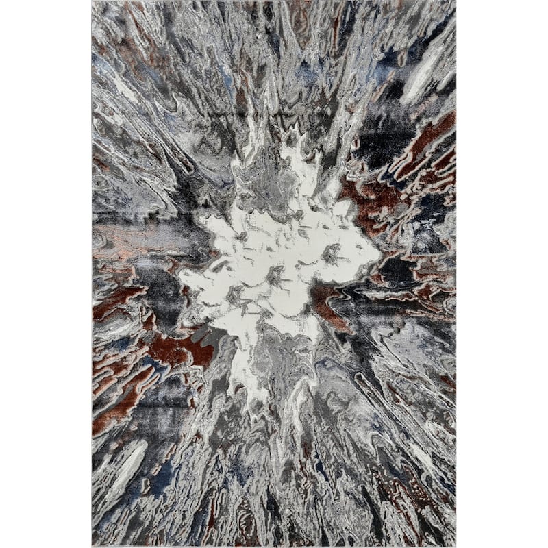 Inspire Collection Abstract Burst Area Rug - 7'10 x 10'6 - Gray/Copper