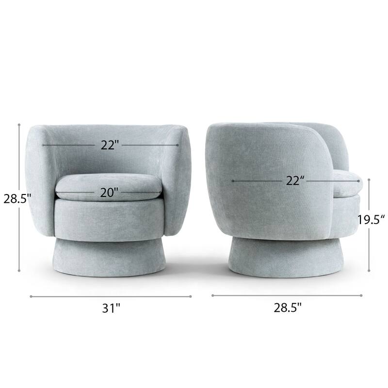 Modern Upholstered Swivel Barrel Accent Chair with Curved Back
