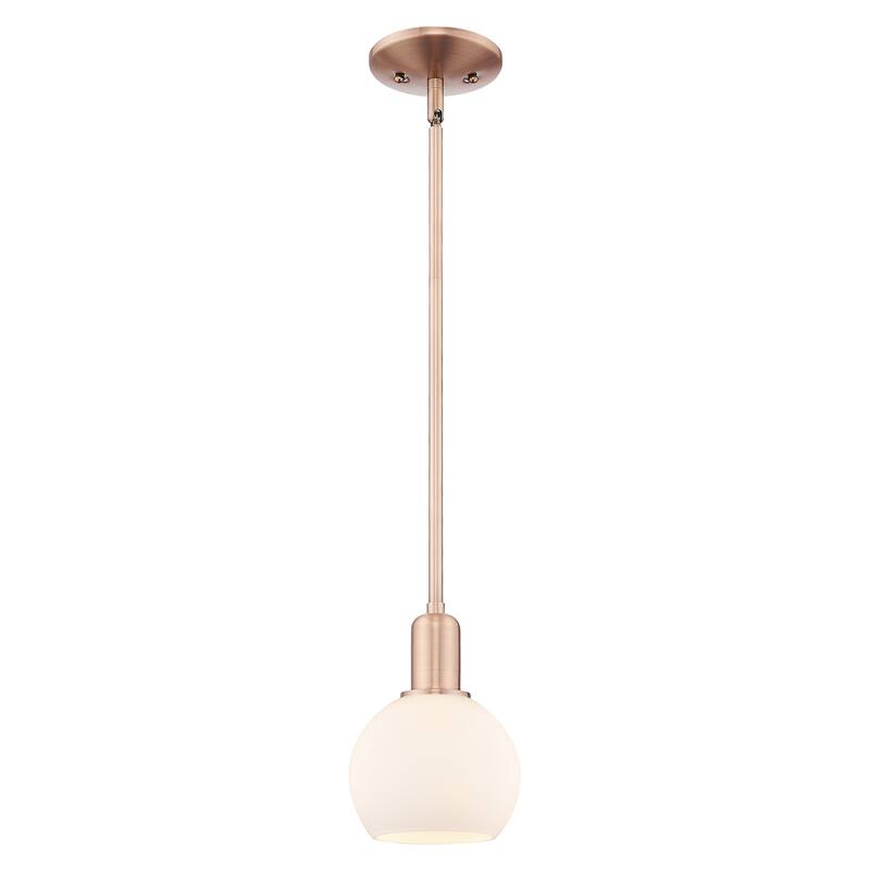 Innovations Lighting Endless Possibilities Arcadia - Athens - 1 Light 6" Stem Hung Mini Pendant - Antique Copper/Matte White