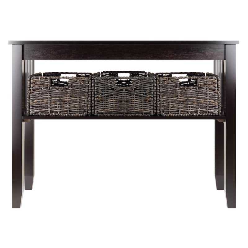 Console Hall Table with 3 Foldable Baskets Composite Wood Espresso