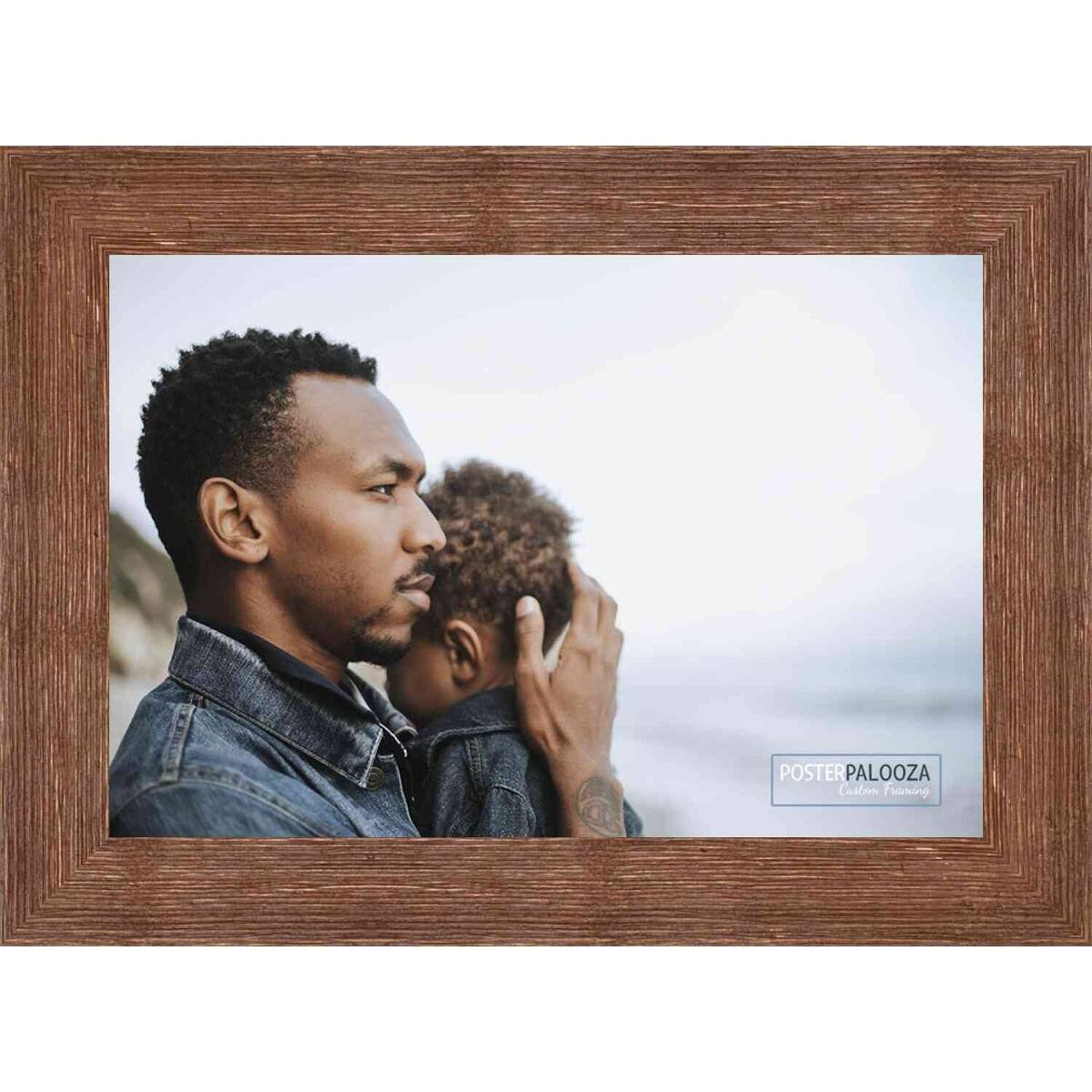 11x16 Frame Brown Barnwood Picture Frame with UV Acrylic Glass, Foam Board Backing & Hanging