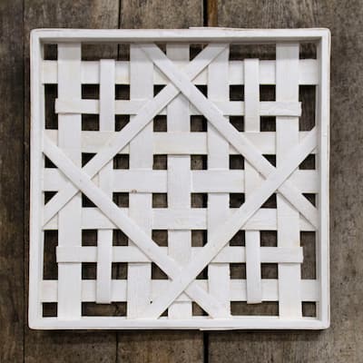 Whitewash Square Woven Frame 16"