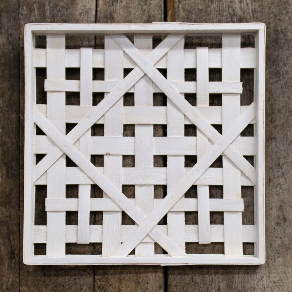 Whitewash Square Woven Frame 16"