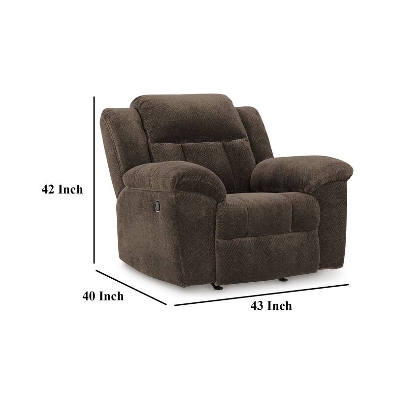 Briar Manual Rocker Recliner Chair, Brown Polyester, Pillow Top Arms