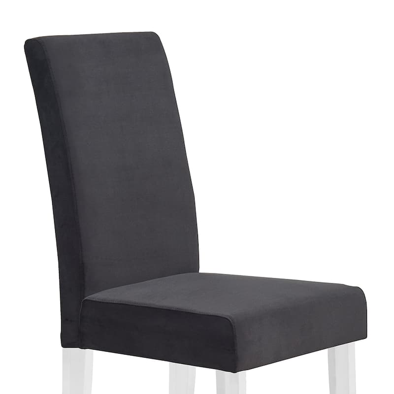 Dalia Black or Grey Velvet Parsons Dining Chairs with Acrylic Legs - Set of 2