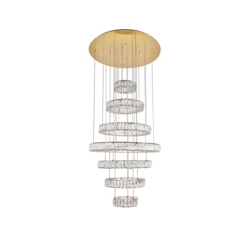 Madelyn 7-Light LED Chandelier Clear Royal Cut Crystal - 34"W X 38.3"H