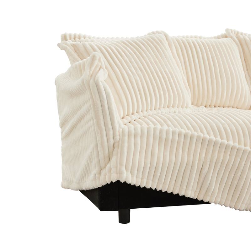 Modern 2 Seater Upholstered Sofa with 2 Ottomans and 2 Pillows