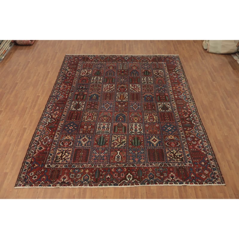 Hand Knotted Oriental 100% Wool Carpet Traditional Geometric Red Bakhtiari Area Rug - 13' 4'' X 10' 9''