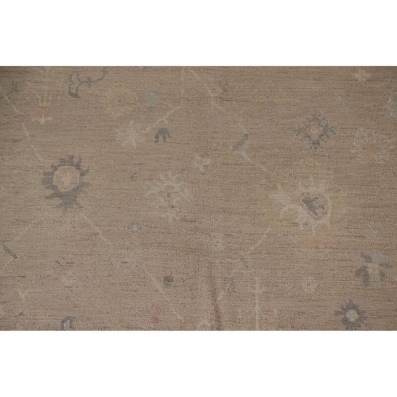 Vegetable Dye Oushak Turkish Area Rug Handmade Wool Carpet - 9'7"x 13'3"