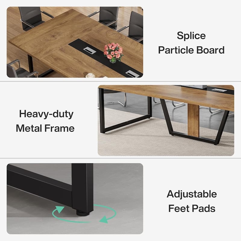 8FT Conference Table, Large Meeting Table for 10 People, 94.49" L x 47.24" W - 94.49" L × 47.24" W × 29.53" H