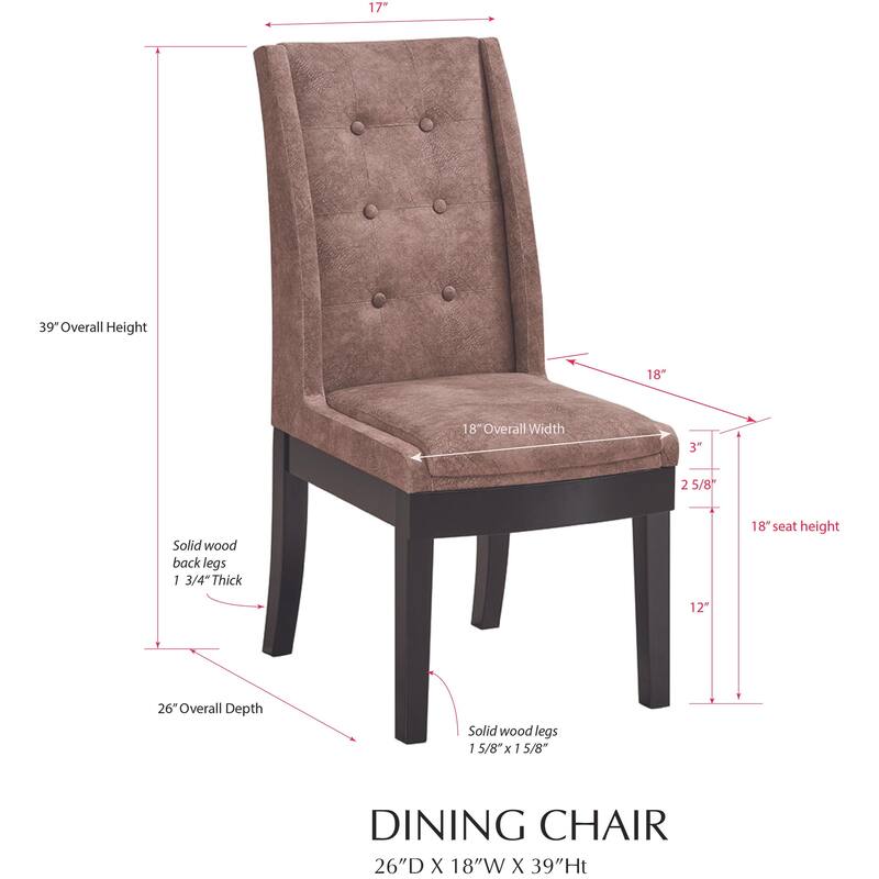 Tufted Upholstered Fabric Dining Room Chairs, Set of 2, Gray