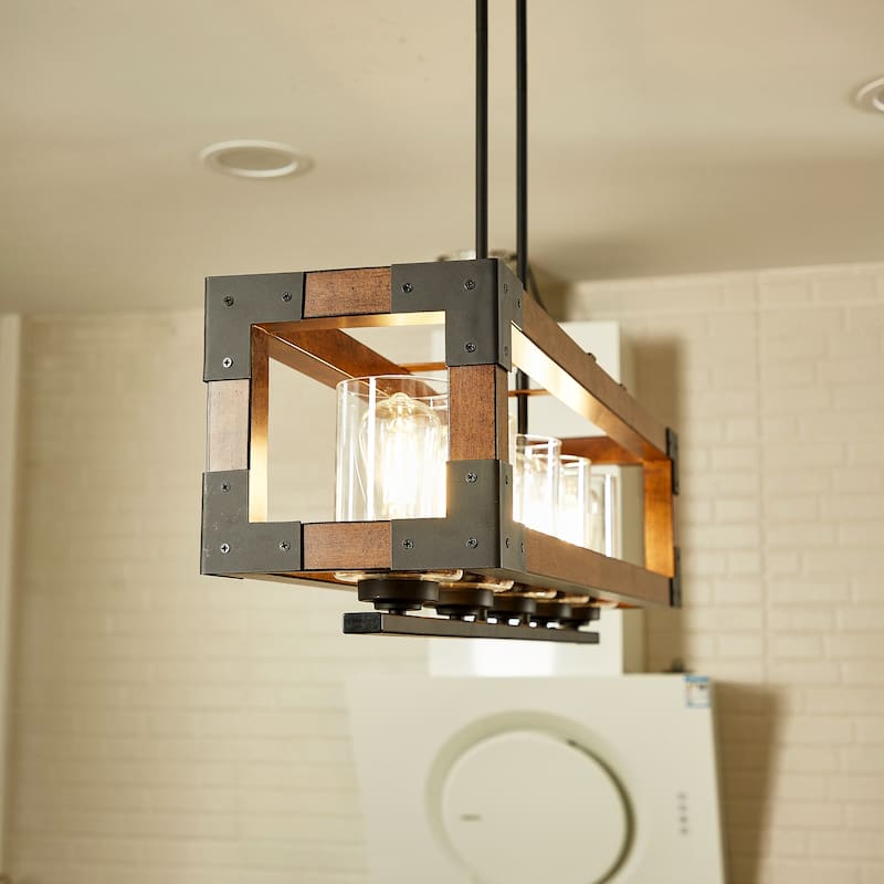 5 Light Statement Rectangle Lantern Chandelier - 36"x8.55"x53"