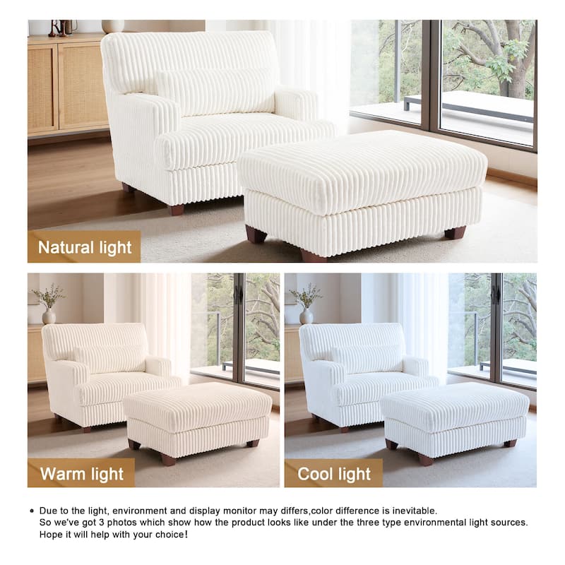 Oversized Chaise Longue Accent Chair with Ottoman
