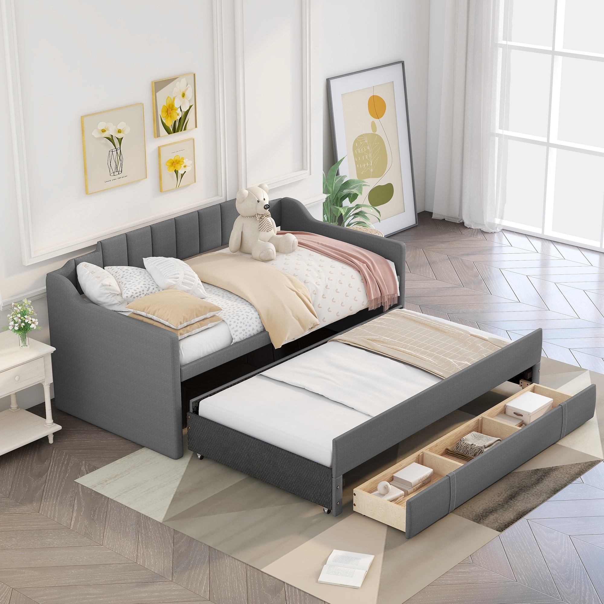 Slide out twin hot sale bed
