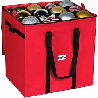 Christmas Ornament Storage Container - Heavy Duty 600D Tear Resistant Material, Zippered, Adjustable Dividers