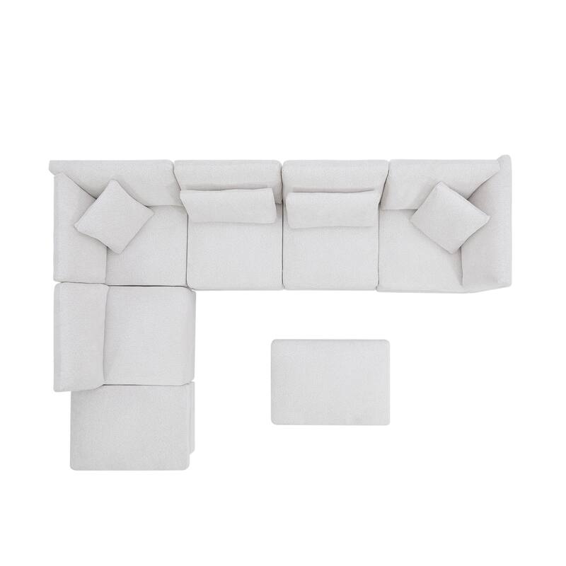 Christopher Knight Home - Modular Comfort Reversible Fabric Sectional Sofa with Ottoman, Beige (7-Piece Set)