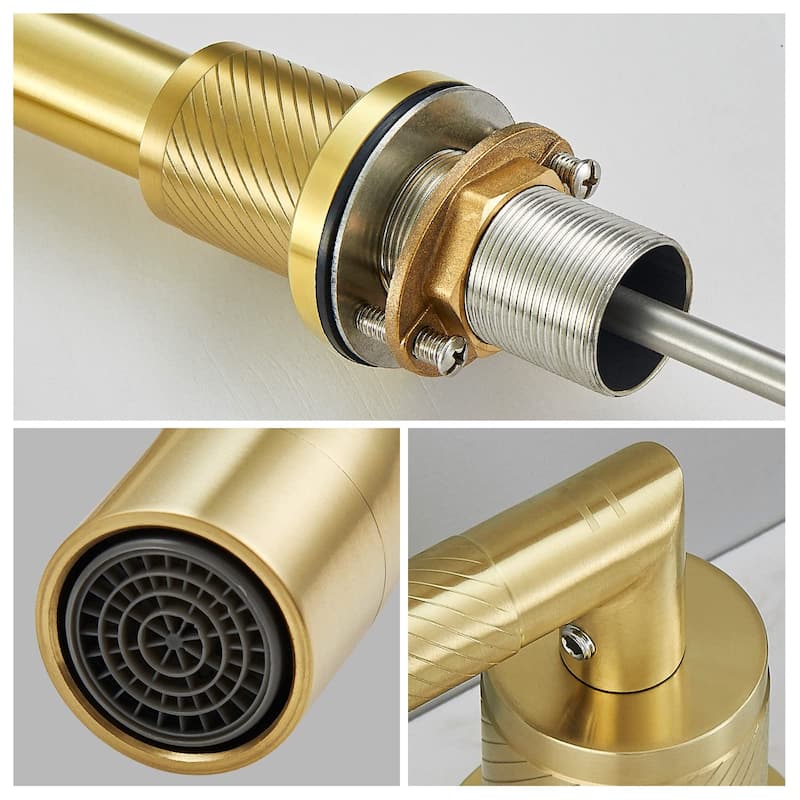 2 Handles Widespread Bathroom Sink Faucet 3 Holes Bathroom Faucet with Pop Up Drain Vanity Tap with CUPC Supply Hoses