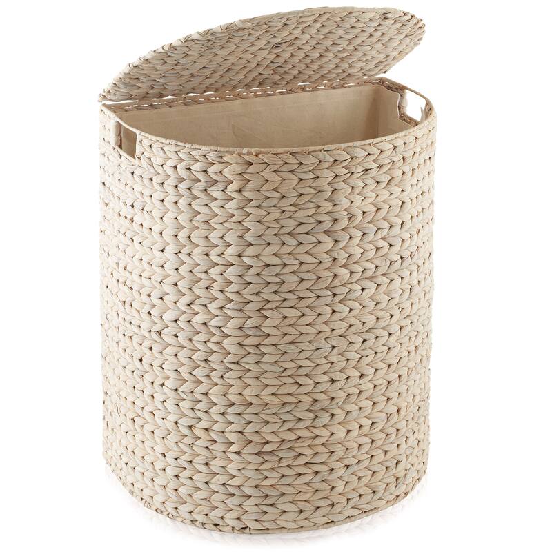 Half Moon Laundry Hamper Basket w Lid and Removable Liner for Clothes