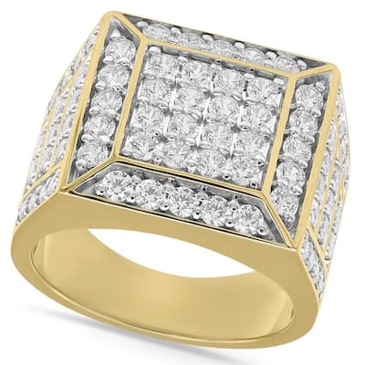 3Ct Diamond Men's Cluster Anniversary Wedding Ring in 10k Yellow Gold