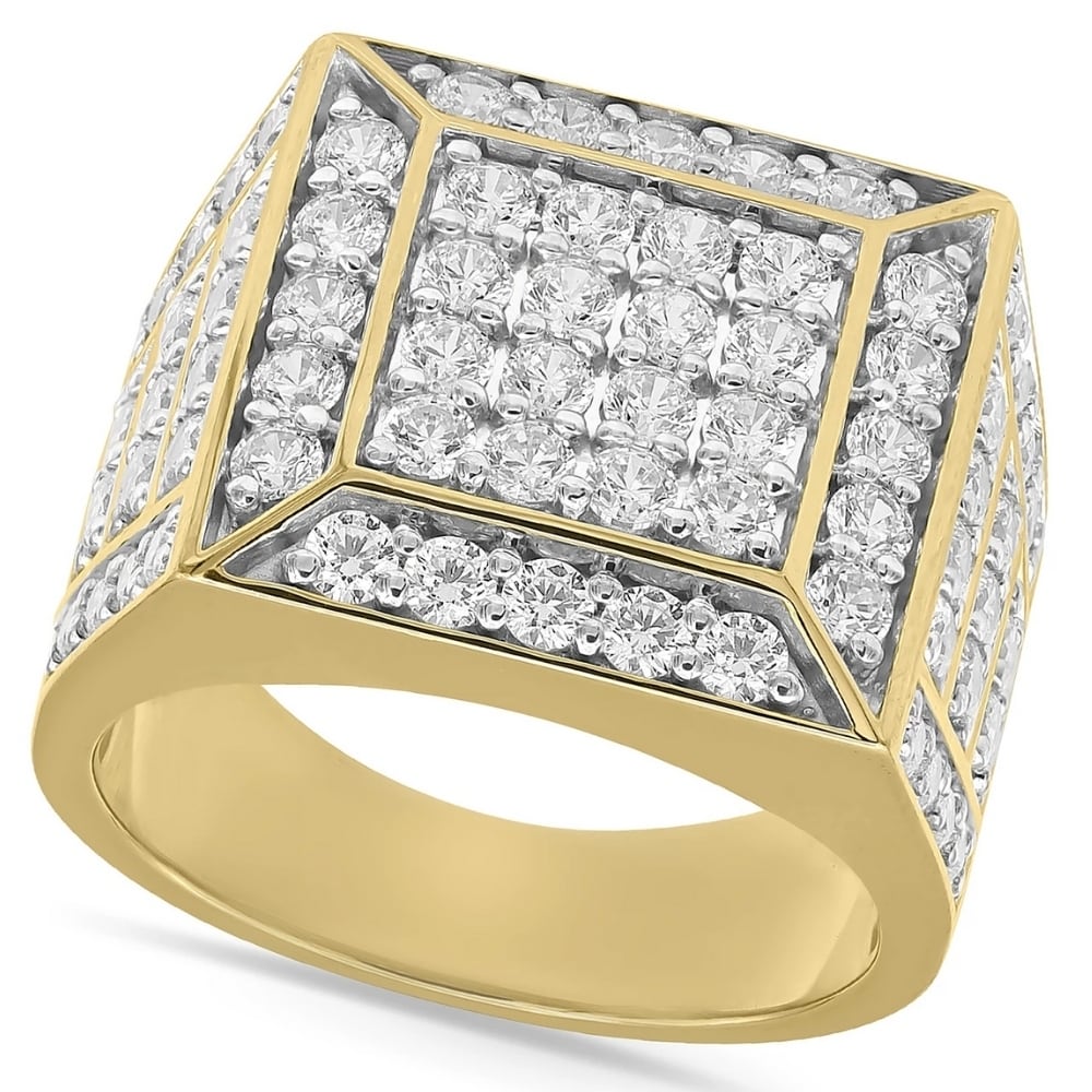Bliss Diamond 3Ct Diamond Men's Cluster Anniversary Wedding Ring in 10k Yellow Gold