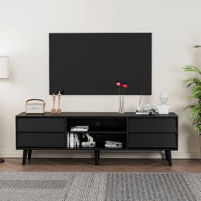 63 Inch TV Stand Features Vintage-style and Bevel Design