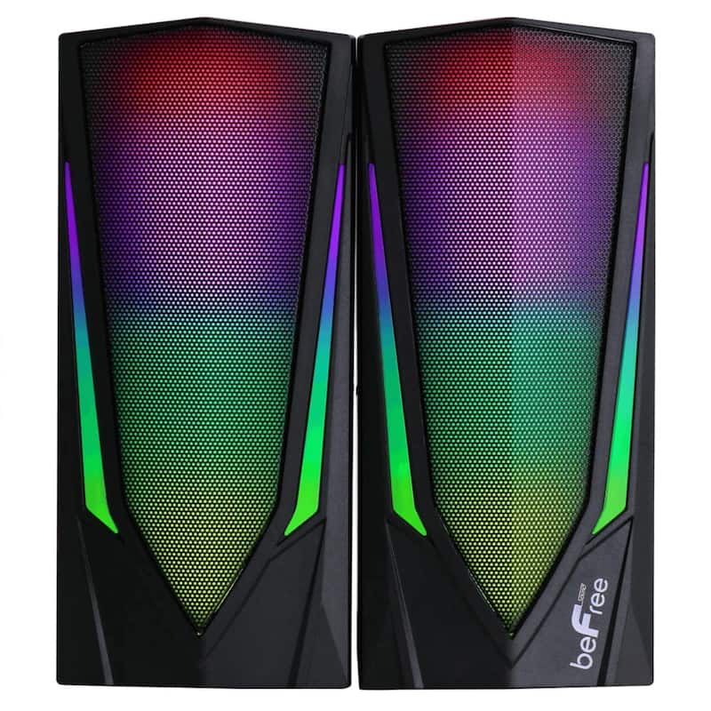 beFree Sound Dual 2.0 Computer Gaming Speakers with LED RGB Lights