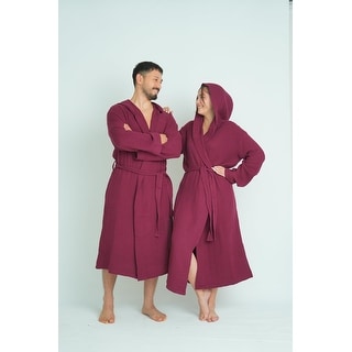 100% Cotton Muslin Robe - Lightweight Bathrobe for Women and Men, Quick-Dry