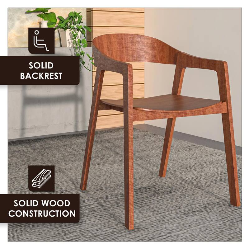 Rivo Modern Accent Dining Chairs with Arms in Oak Wood for Dining Room, Living Room and Kitchen