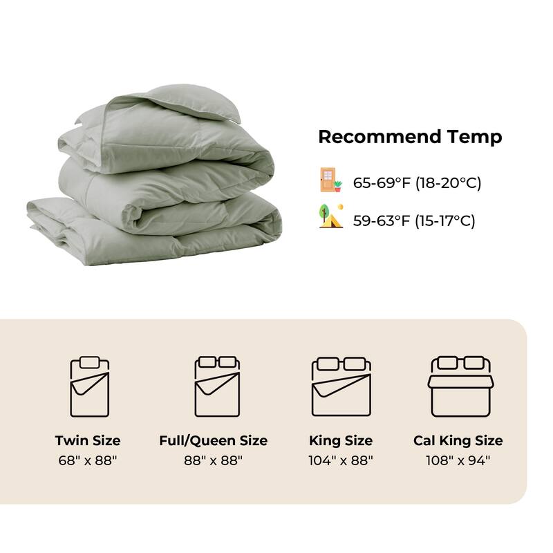 All Season Lightweight & Medium Weight White Goose Feather Down Comforter Duvet Insert