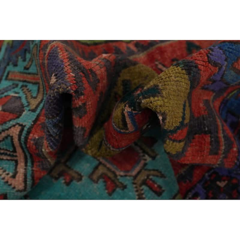 Hand Knotted Oriental 100% Wool Carpet Traditional Geometric Oranges & Rust Tabriz Runner Rug - 9' 10'' X 3' 1''
