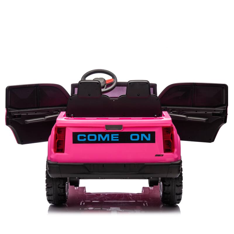 Remote Control Pickup Truck with Trunk Storage, Electric Pickup Truck for Kids with USB, Ride on Car with Bluetooth, Rose Red