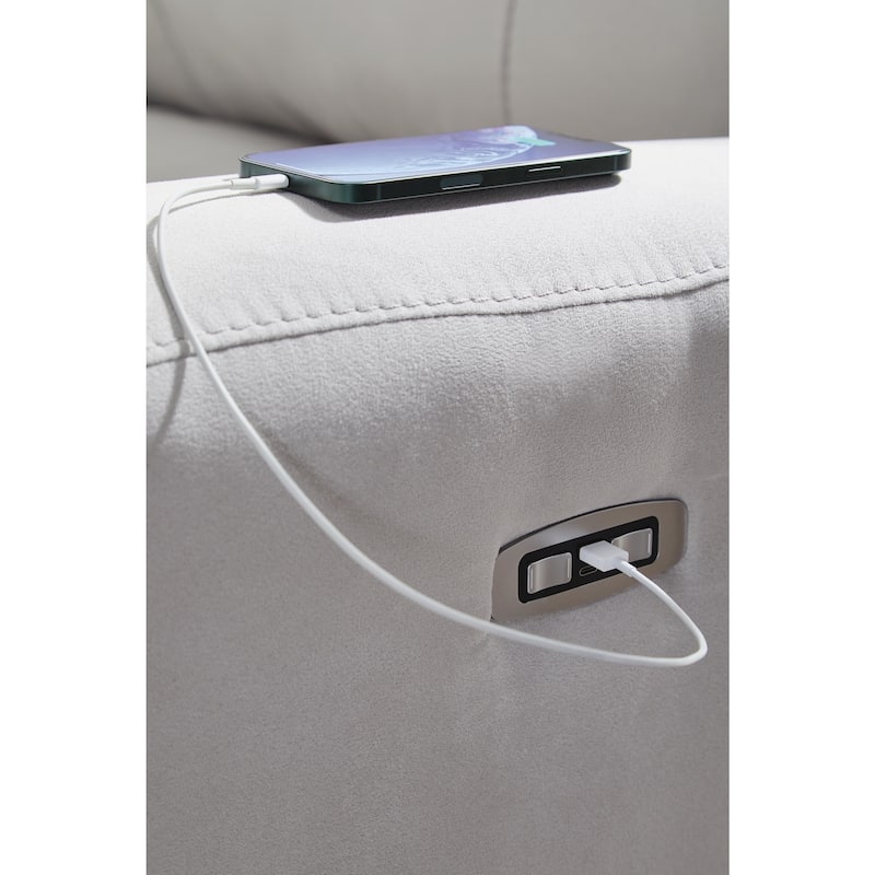 Signature Design by Ashley Grafton Pike Gray 3-Piece Power Reclining Sectional - 97" W x 41" D x 43" H