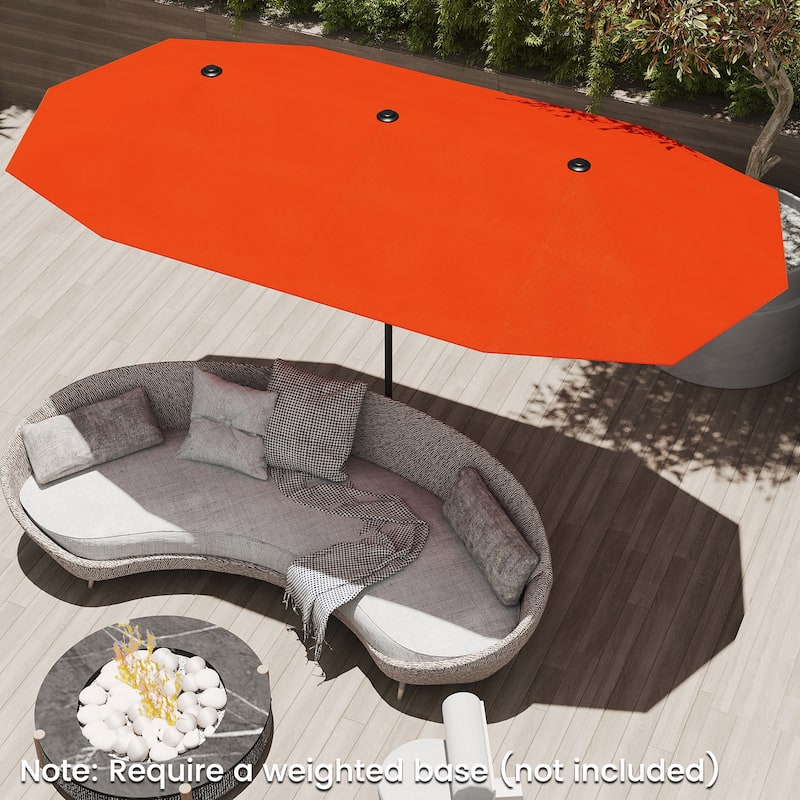 Polyester Double-Sided Patio Umbrella with Crank Handle