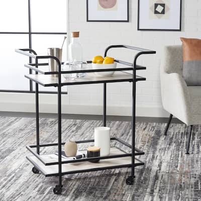 SAFAVIEH Home Collection Lameris 2 Tier Bar Cart With Handles - 30" L x 18" W x 33" H