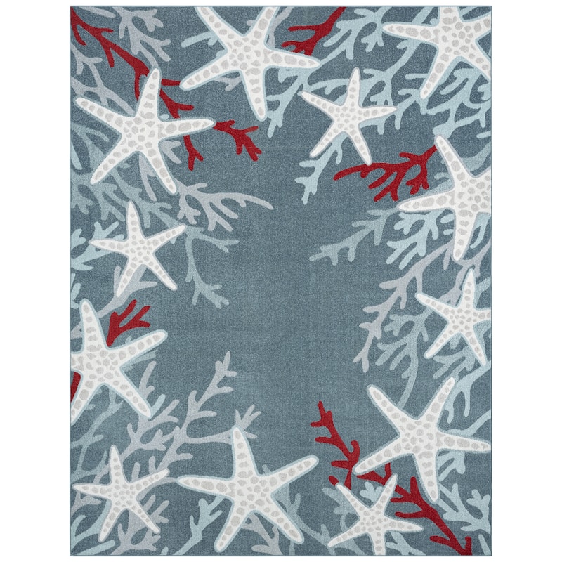 Home Dynamix Marine Coral Coastal Starfish Indoor/Outdoor Area Rug - 5'2"x7'2" - Navy Blue